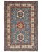 4x6 Blue Kuba Afghan Hand Knotted Wool Area Rug
